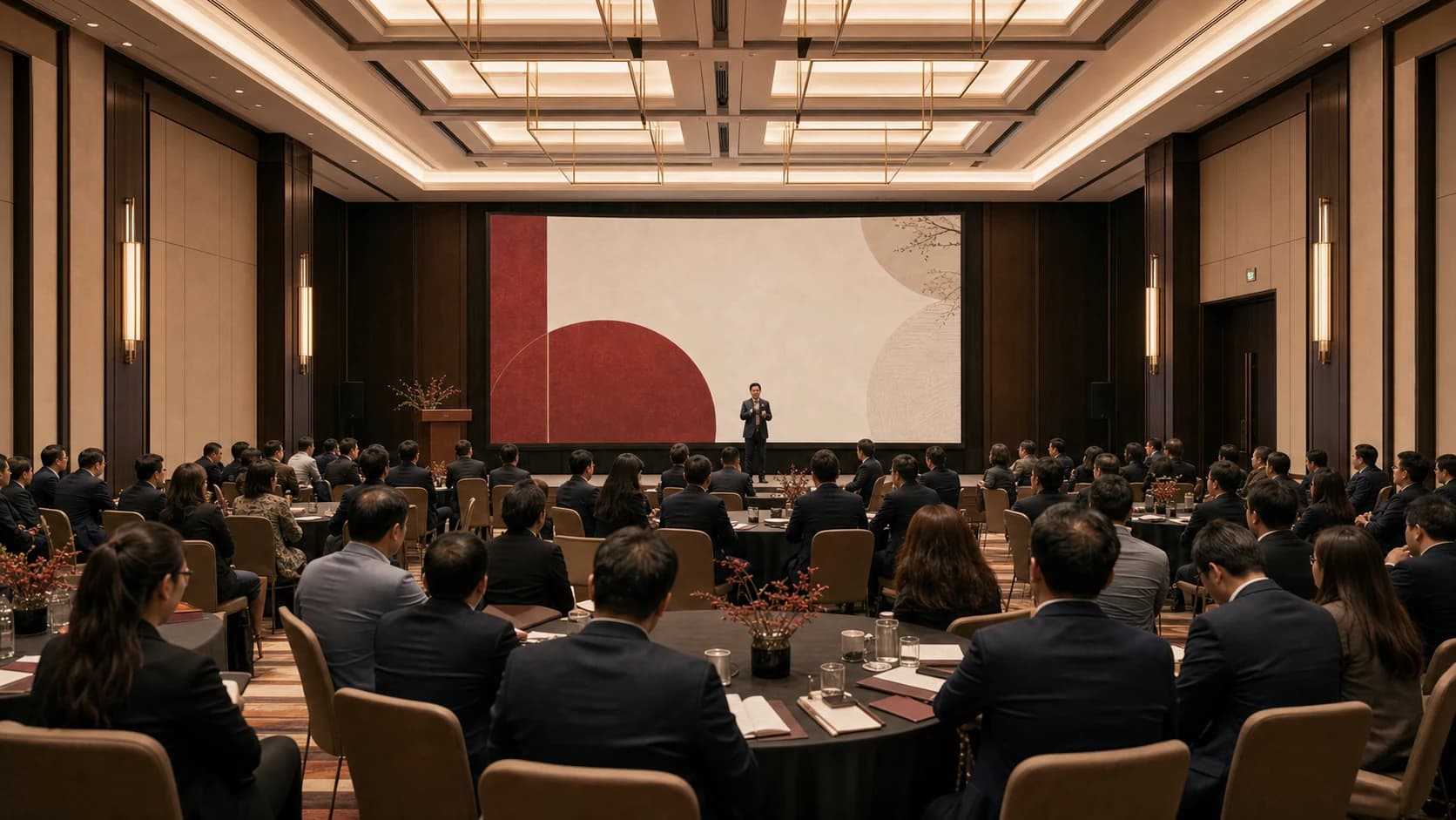 现代企业文化交流会场景示意